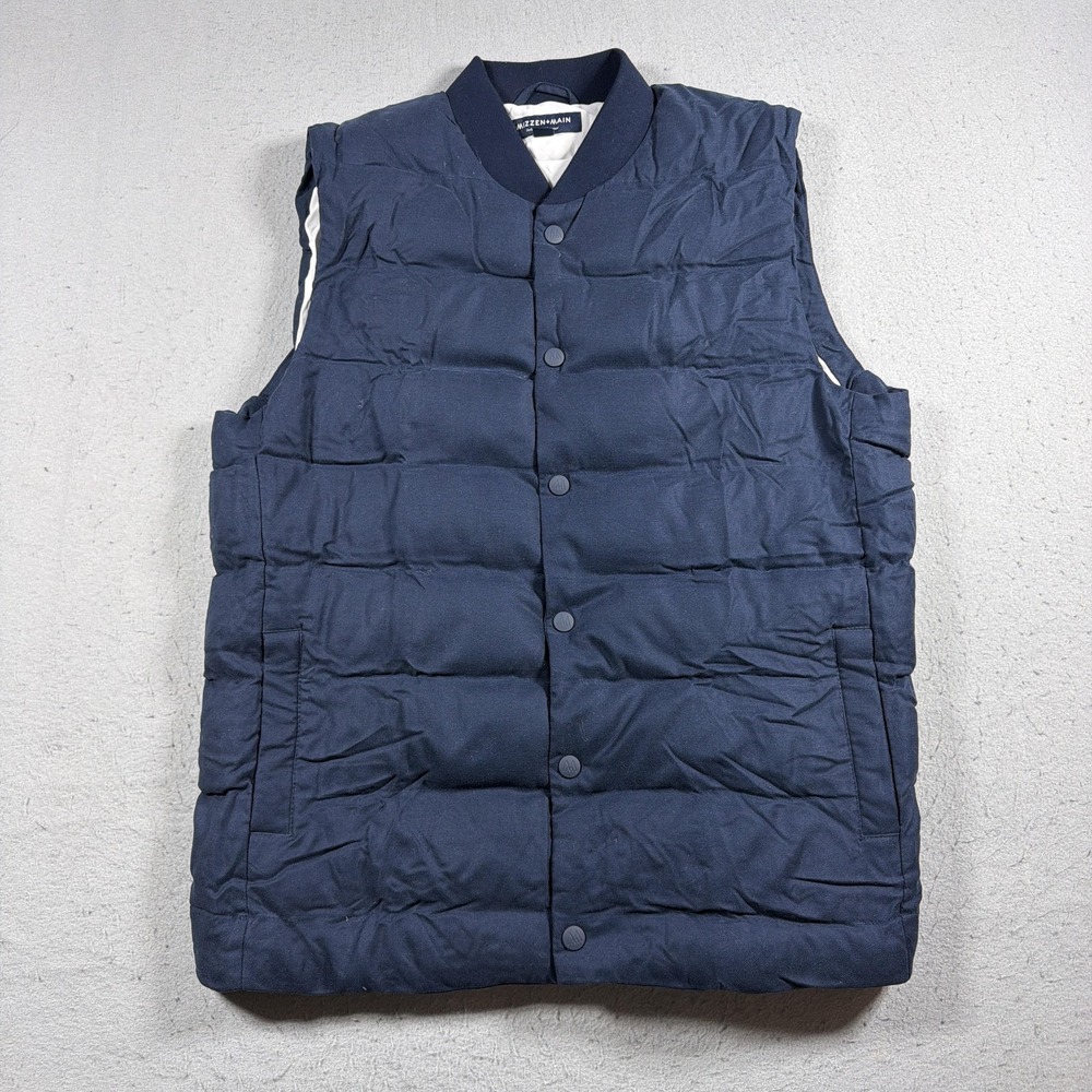 Mizzen+Main Vest Mens XL Blue Quilted Snap Front Puffer Insulated 10W-0339